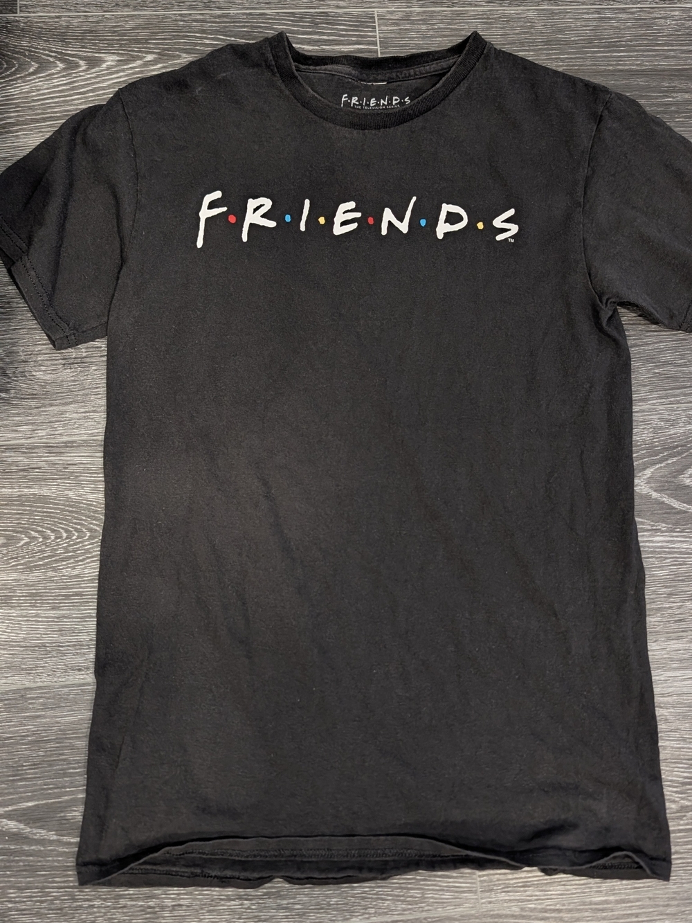 FRIENDS Black Logo Short Sleeve Tee with Color Dots